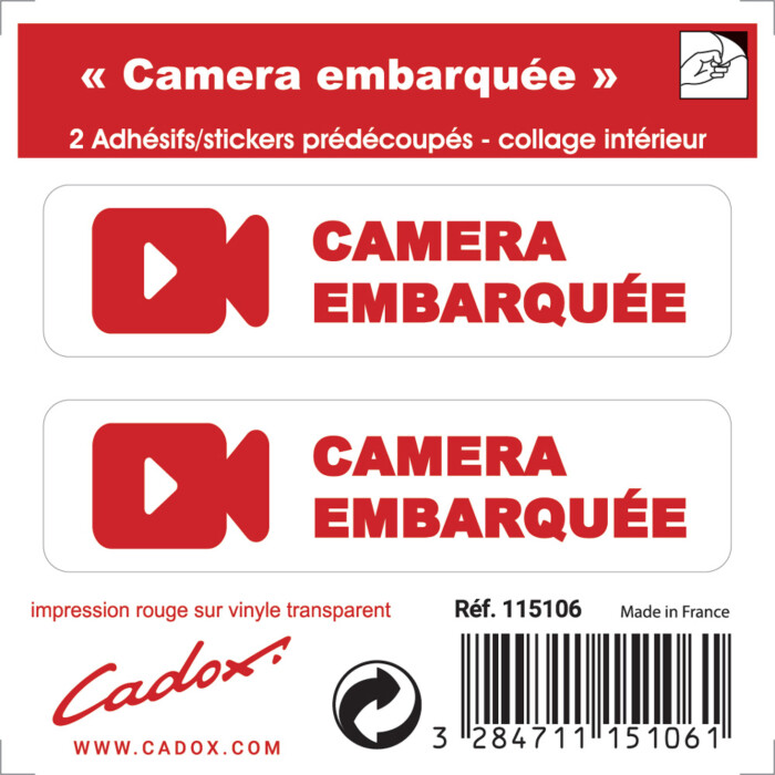 2 stickers camera embarquée