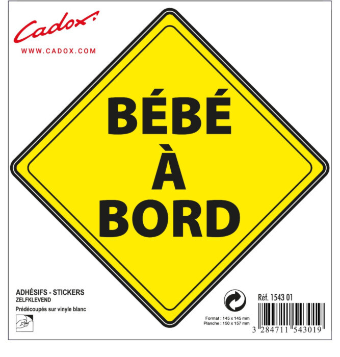 ADHESIF LOSANGE JAUNE BEBE A BORD - 154301 - CADOX CADOX - Adhésif &  sticker