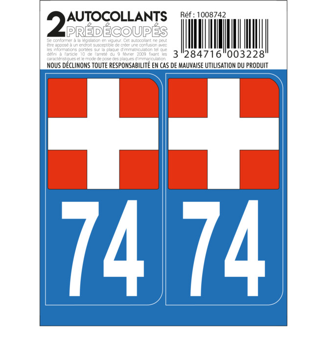 74 Haute-Savoie - Département II | Autocollant plaque immatriculation