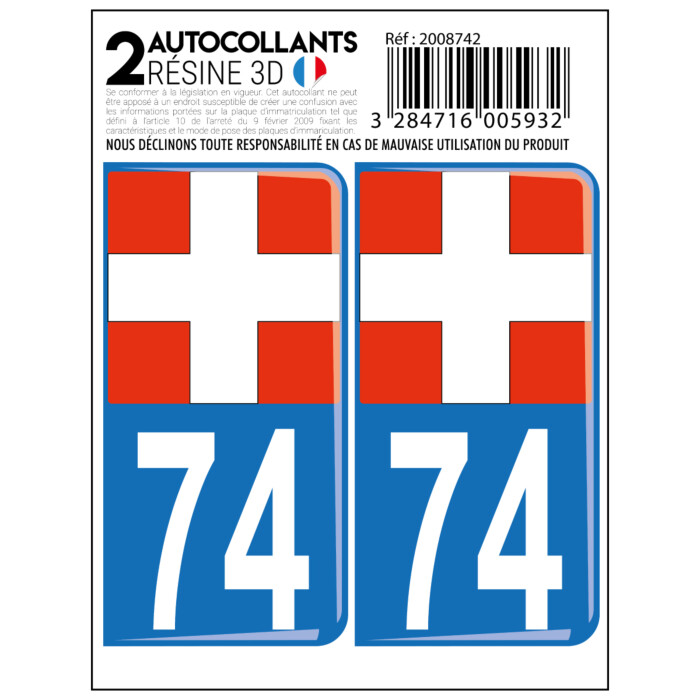 Autocollant plaque Blue Road 74 Haute-Savoie